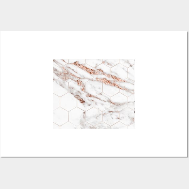 Rose gold hex - rose gold marble Wall Art by marbleco